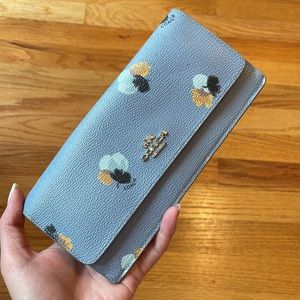 Coach small wallet in floral print coated canvas in blue